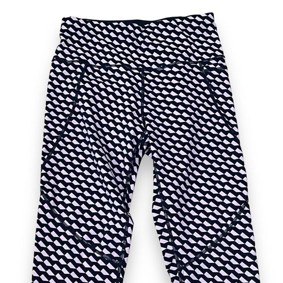 NWT Sweaty Betty 7/8 Power Pocket Workout Leggings XS Navy Blue Slant Print - Picture 3 of 10